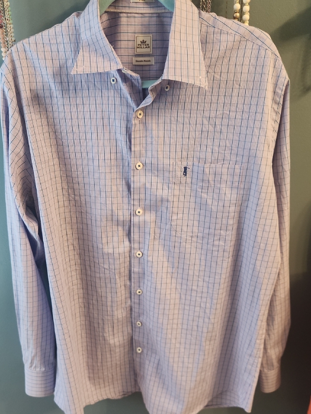 Peter Millar Grid-Check Golf Dress Shirt
